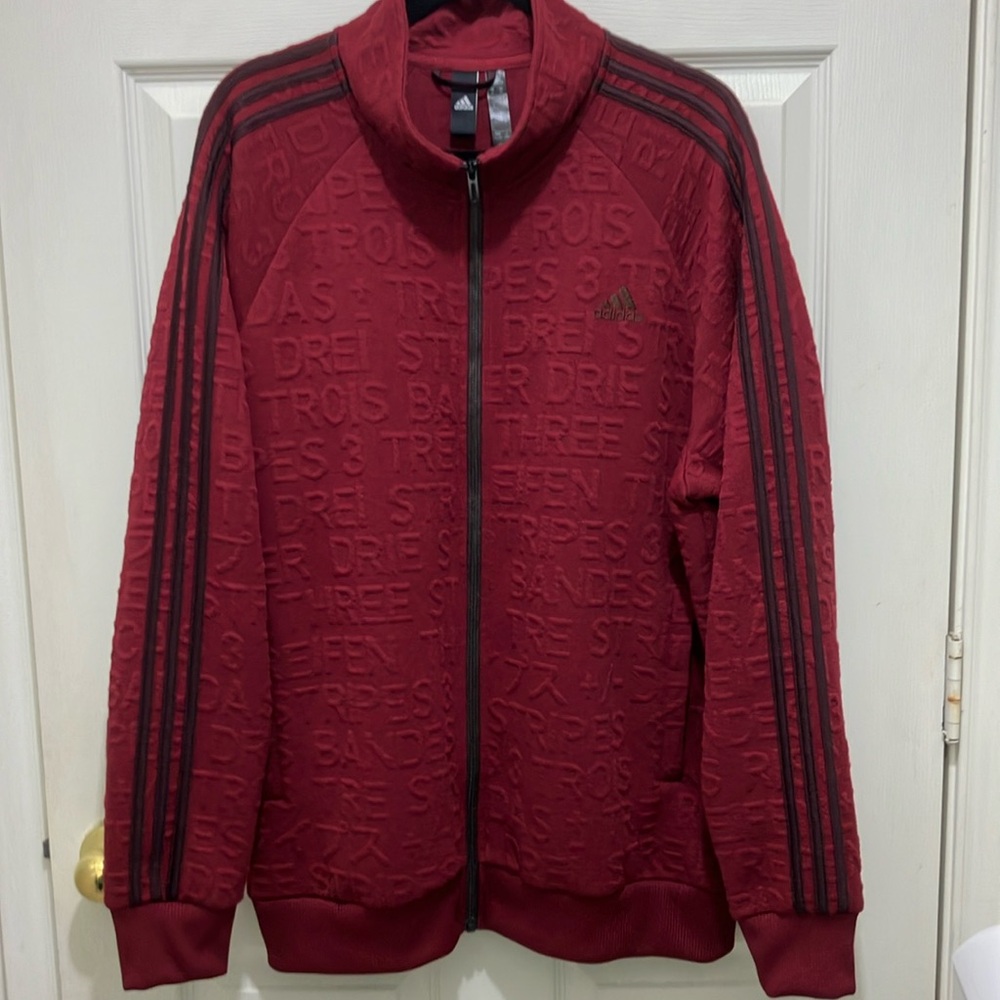 Adidas Embossed Burgundy Track Jacket EUC